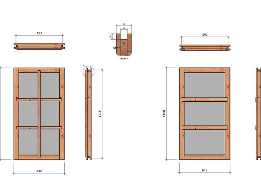 Douglas vast raam 642x1168mm