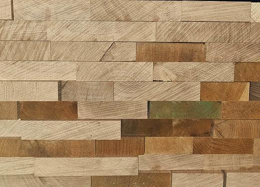 Geschaafd Eikenhout 42mm dik, vallende breedtes